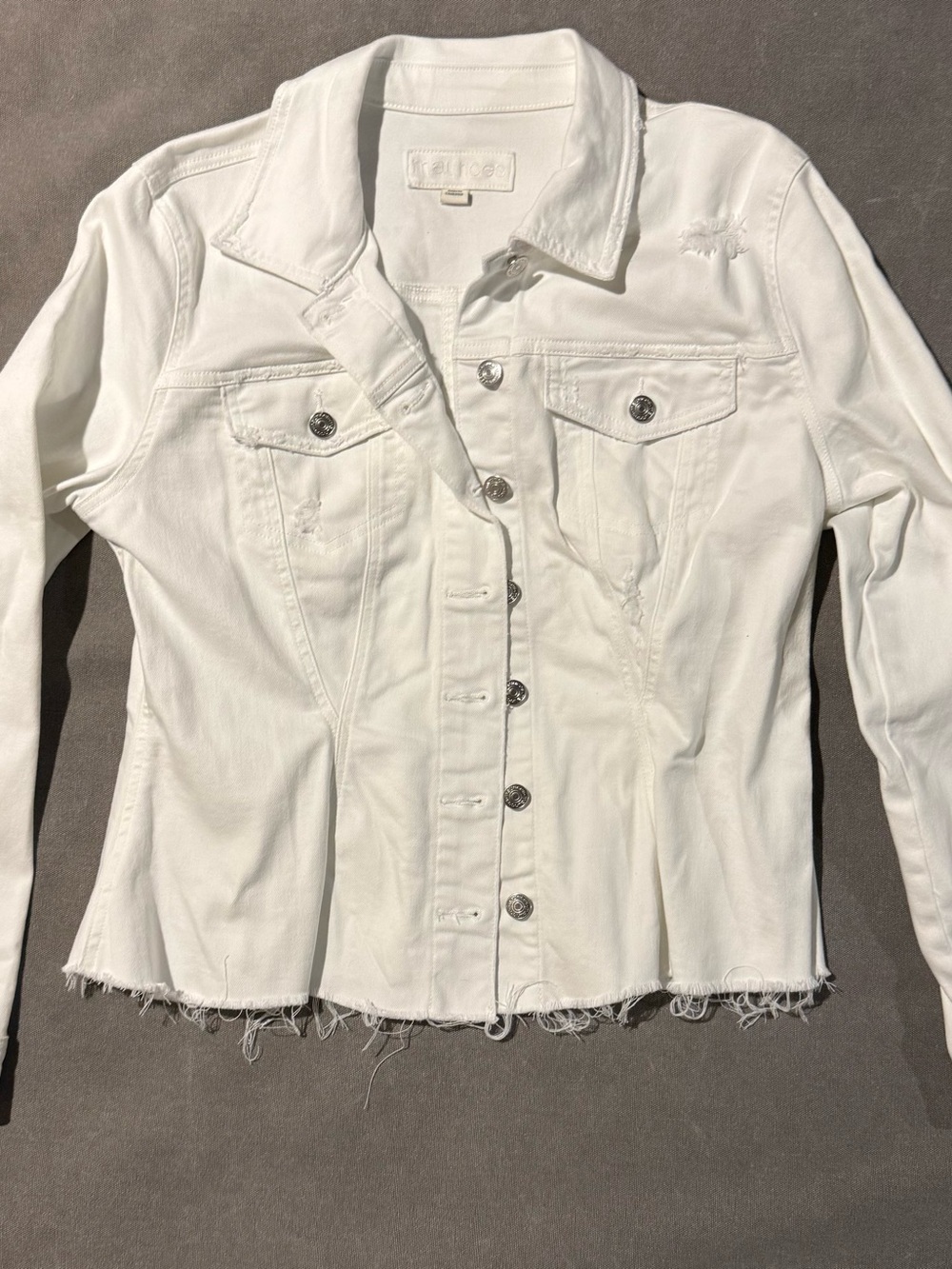 Maurices White Denim Jacket with Subtle Stitching